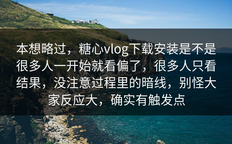 本想略过，糖心vlog下载安装是不是很多人一开始就看偏了，很多人只看结果，没注意过程里的暗线，别怪大家反应大，确实有触发点